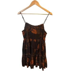 Urban Outfitters Dark Fairy Floral Tiered Mini Dress Black Rust Witchy Medium